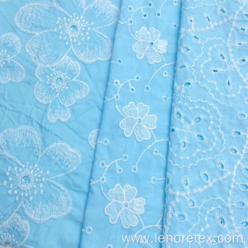 100% Cotton Poplin Embroidery Fabric For Women Shirts